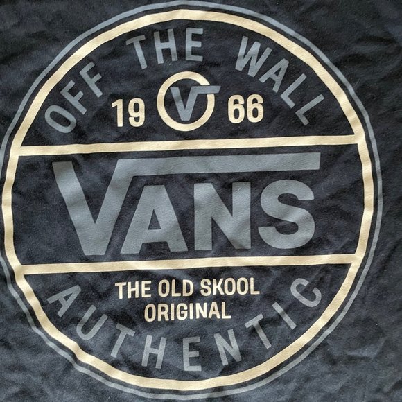 Vans Other - Vans Off The Wall Boys T Shirt Sz L 12/14 Blue Logo Short Sleeve Old Skool